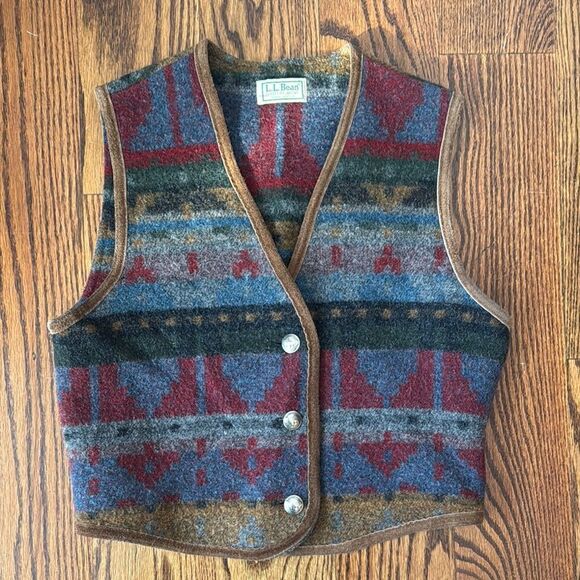 Vintage L.L. Bean Multicolor Wool Vest - M - Picture 1 of 7